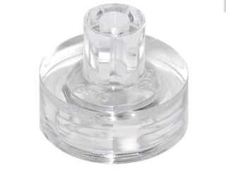 Tile Special Round 1 x 1 with Hollow Bar in Trans-Clear
