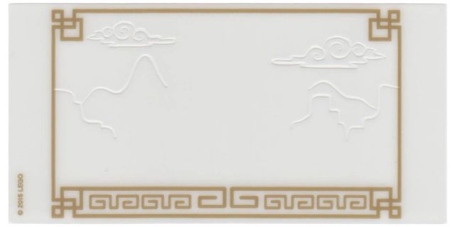Shadow Theater Screen with Mountains and Clouds, and Ornate Gold Frame, 96 x 48mm in Trans-Clear