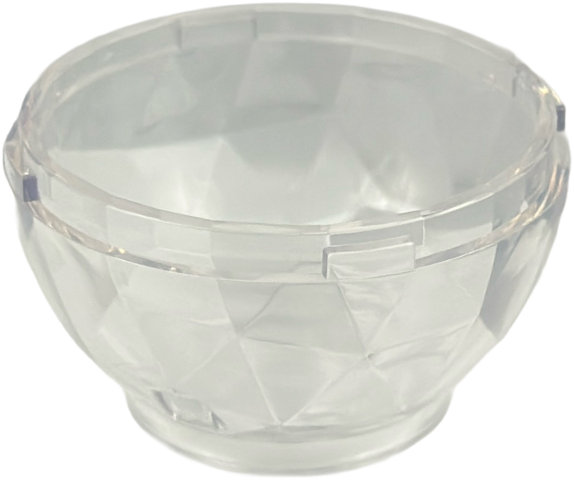 Pod, Round, Faceted 4 x 4 x 1 2/3 (Dragon Egg Bottom) in Trans-Clear