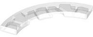 Tile 4 x 4 Curved, Macaroni in Trans-Clear