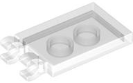 Tile Special 2 x 3 with 2 Clips without Tab between Clips in Trans-Clear