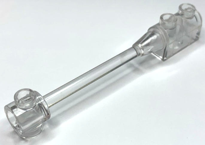 Bar 1 x 8 with Brick 1 x 2 Curved Top End (Original, No Axle Holder) in Trans-Clear