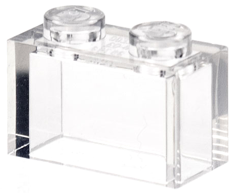 Brick 1 x 2 without Bottom Tube in Trans-Clear