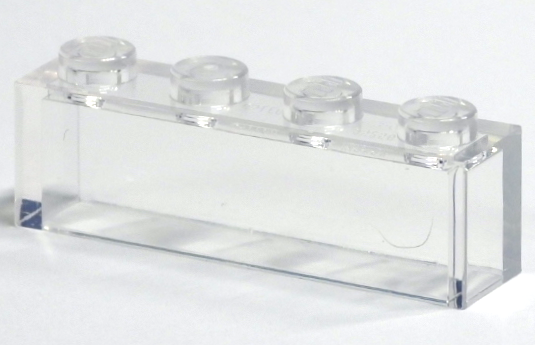 Brick 1 x 4 without Bottom Tubes in Trans-Clear