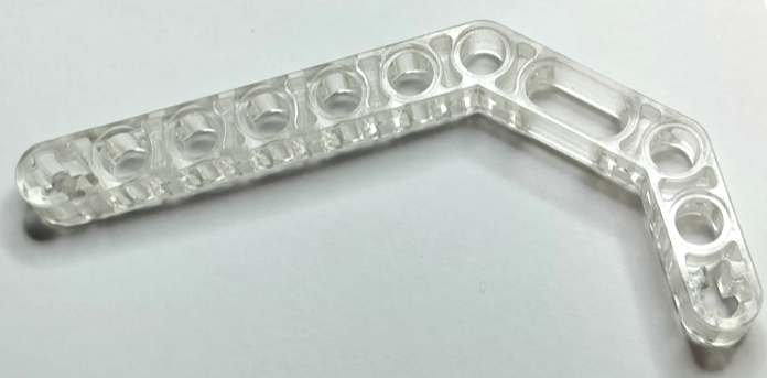 Technic Beam 1 x 11.5 Double Bent Thick in Trans-Clear