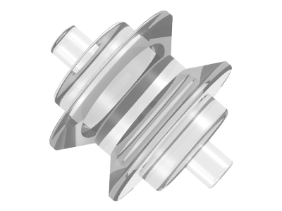 Wheel Centre Small with Stub Axles (Pulley Wheel) in Trans-Clear