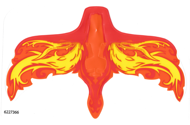 Wings, with Yellow and Orange Flames on Red Print in Trans-Clear