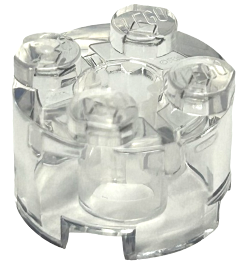 Brick Round 2 x 2 with Axle Hole in Trans-Clear