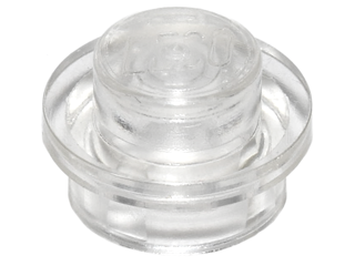 Plate Round 1 x 1 with Solid Stud in Trans-Clear
