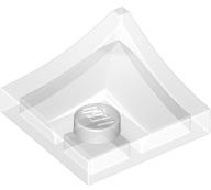 Plate Special 2 x 2 with Double Inverted Curve, 1 Stud in Trans-Clear