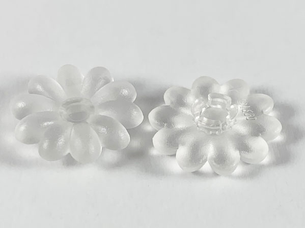 Clikits Icon, Flower 2 x 2 Large, 10 Petals with Pin [Frosted] in Trans-Clear