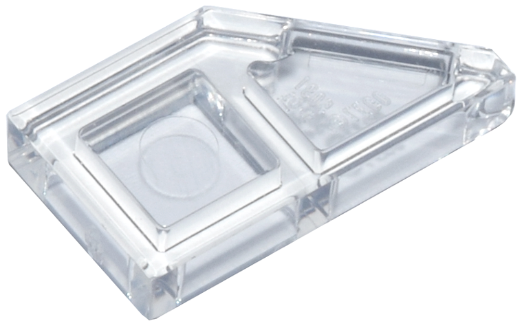 Tile 1 x 2 with Stud Notch Left in Trans-Clear