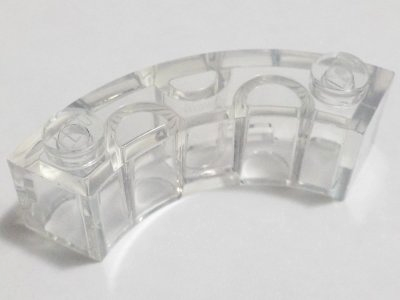 Brick Round Corner 3 x 3 Macaroni with 2 Studs in Trans-Clear