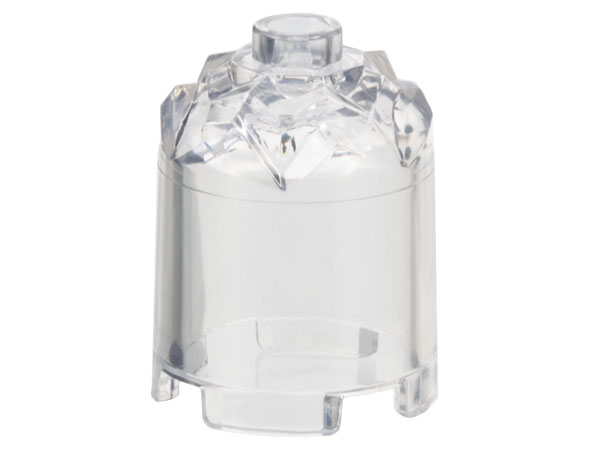 Brick Round 2 x 2 x 2 Crystal Facets Top in Trans-Clear