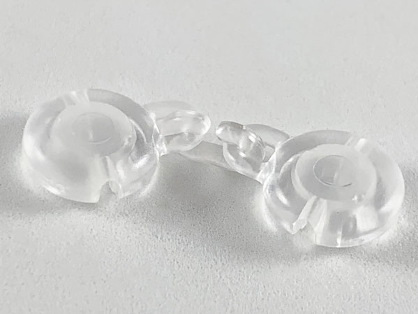 Clikits Icon, Round 2 x 2 Small with Hole, 2 Linked in Trans-Clear