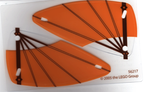 Wing, 6 x 12 Triangle, with Brown Spars and Orange Cloth Print, [Sheet of 2] in Trans-Clear