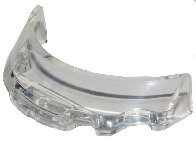 Windscreen 3 x 6 x 1 Curved with 2 Circular Stud Holders in Bottom in Trans-Clear