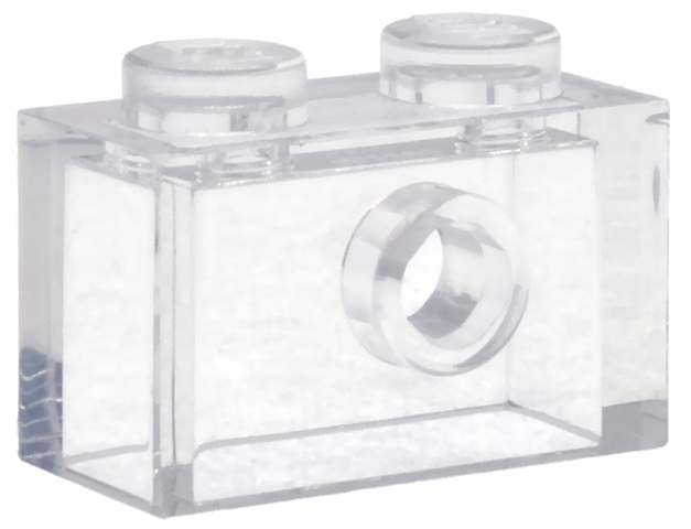 Brick Special 1 x 2 with 1 Center Stud on 1 Side, No Bottom Stud Holder in Trans-Clear