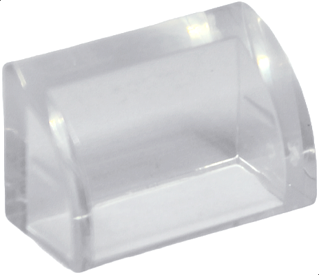 Brick Curved 1 x 2 x 1 No Studs, No Bottom Stud Holder in Trans-Clear
