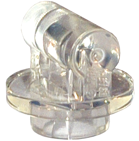 Plate Special Round 1 x 1 with Hollow Stud and Bar on Underside - Long Space in Trans-Clear