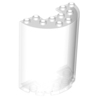 Cylinder Half 3 x 6 x 6 with 1 x 2 Cutout in Trans-Clear