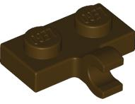 Plate Special 1 x 2 with Clip Horizontal on Side in Dark Brown