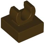 Tile Special 1 x 1 with Clip with Rounded Edges in Dark Brown
