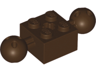 Technic Brick Special 2 x 2 with 10.2mm Balls with Holes and Axle Hole in Dark Brown