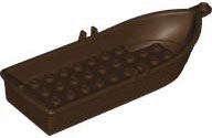 Boat / Rowing Boat 14 x 5 x 2 with Oarlocks [No Hollow Inside Studs] in Dark Brown