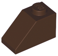 Brick Sloped 45° 2 x 1 with Bottom Pin in Dark Brown