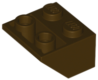 Brick Sloped Inverted 45° 2 x 2 [Ovoid Bottom Pin, Bar-sized Stud Holes] in Dark Brown