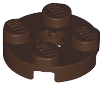 Plate Round 2 x 2 with Axle Hole Type 1 (+ Opening) in Dark Brown