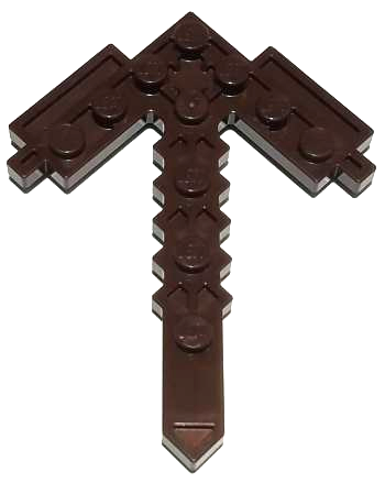 Large Figure Weapon Pickaxe, Pixelated in Dark Brown