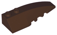 Brick Wedged, Curved 6 x 2 Right, Inner Ridges in Dark Brown