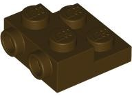 Plate Special 2 x 2 x 2/3 with Two Studs On Side and Two Raised [Half Hollow Anti-stud] - Updated Version in Dark Brown