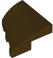 Brick Wedged, Curved 2 x 2 with Stud Notch Right in Dark Brown