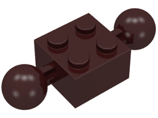 Technic Brick Special 2 x 2 with 10.2mm Balls [Center Mold Indention] in Dark Brown