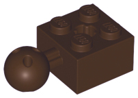 Technic Brick Special 2 x 2 with Ball and Axle Hole, with 6 Holes in Ball in Dark Brown