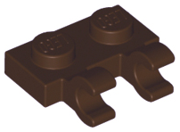 Plate Special 1 x 2 with Clips Horizontal [Open O Clips] in Dark Brown
