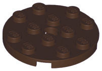 Plate Round 4 x 4 with Pin Hole in Dark Brown