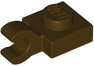Plate Special 1 x 1 with Clip Horizontal [Thick Open O Clip] in Dark Brown