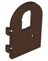 Door 1 x 4 x 6 Round Top with Window and Keyhole, Reinforced Edge in Dark Brown