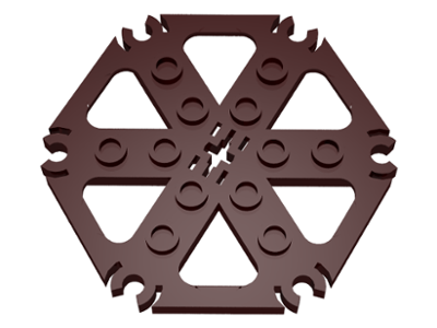 Technic Plate Rotor 6 Blade with Clip Ends Connected [aka Water Wheel] - Hollow Studs in Dark Brown