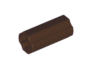 Technic Axle Connector Smooth [with x Hole + Orientation] in Dark Brown