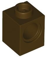 Technic Brick 1 x 1 with Pin Hole in Dark Brown