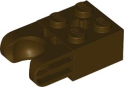 Technic Brick Special 2 x 2 with Ball Socket Wide and Axle Hole, No Arm Holes in Dark Brown