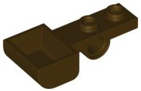 Launcher, 1 x 4 with 1 x 2 Plate with Pin Hole and Bucket (Catapult) in Dark Brown