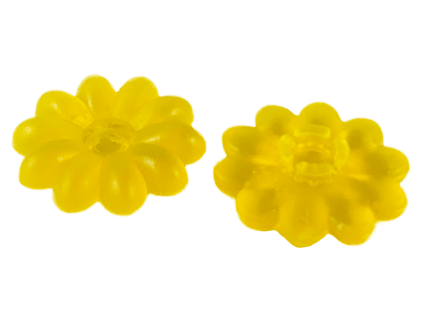 Clikits Icon, Flower 2 x 2 Large, 10 Petals with Pin [Frosted] in Trans-Neon Yellow