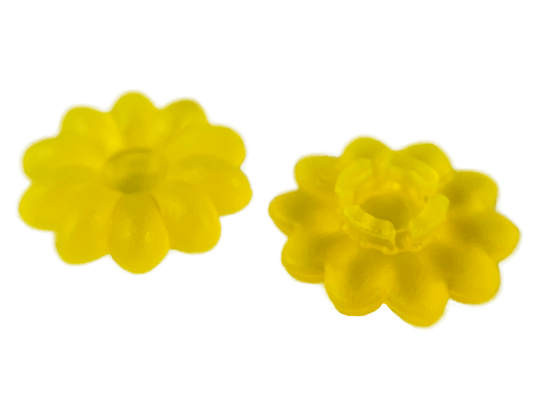 Clikits Icon, Flower 2 x 2 Small, 10 Petals with Pin [Frosted] in Trans-Neon Yellow