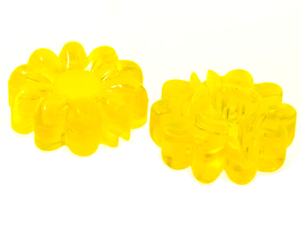 Clikits Icon, Flower 2 x 2 Large, 10 Petals with Hole in Trans-Neon Yellow